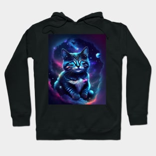 Space Cat - Modern Digital Art Hoodie